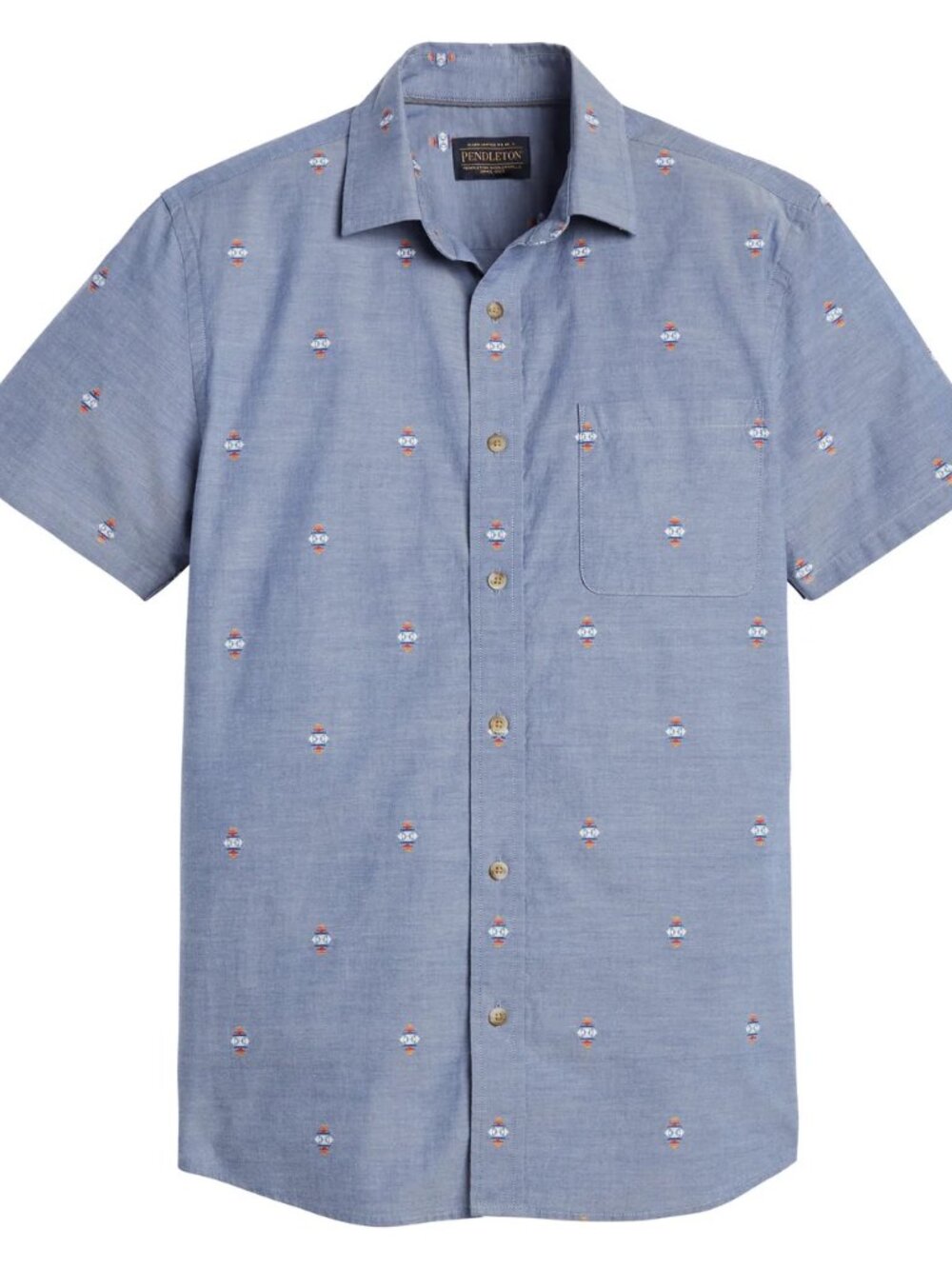 Pendleton Men's Carson Chambray Dobby Short Sleeve Button Down Western Shirt XL